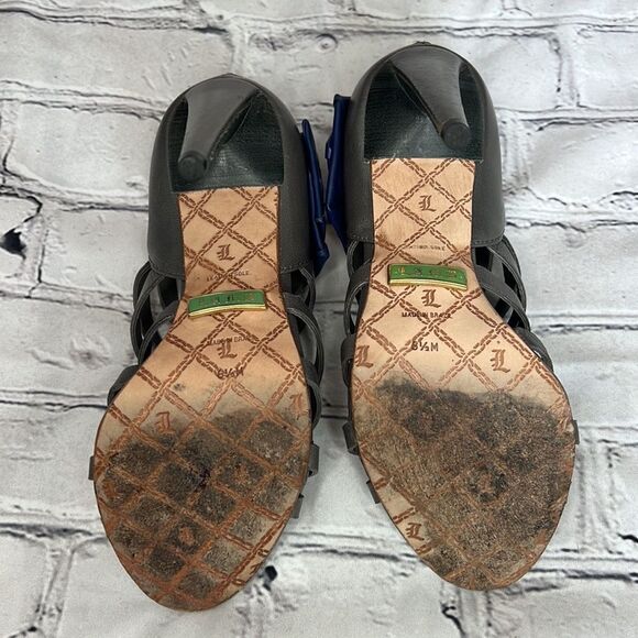LAMB brand gray and navy leather heels - Picture 8 of 11